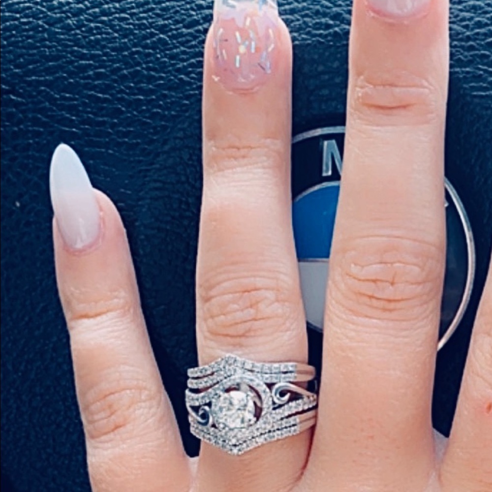 .36ctw 14KW diamond wedding guard ring